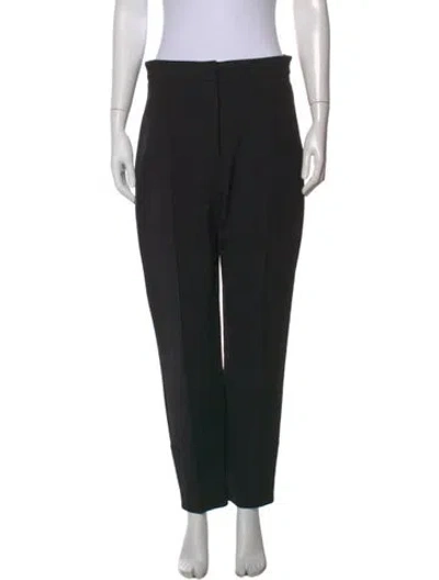 Pre-owned Oscar De La Renta Virgin Wool Straight Leg Pants In Black