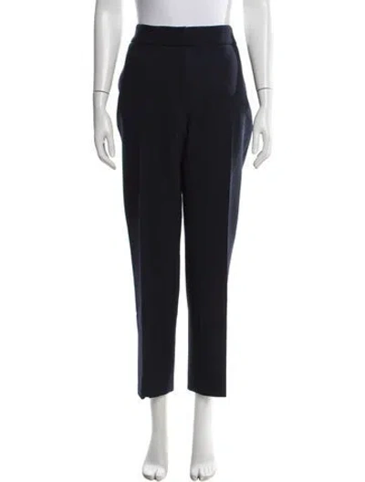 Pre-owned Oscar De La Renta Virgin Wool Straight Leg Pants In Blue