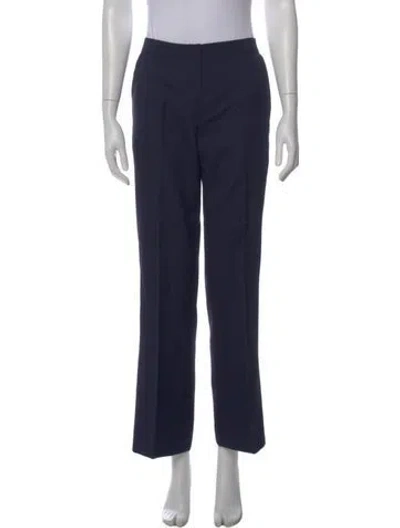 Pre-owned Oscar De La Renta Virgin Wool Straight Leg Pants In Gray