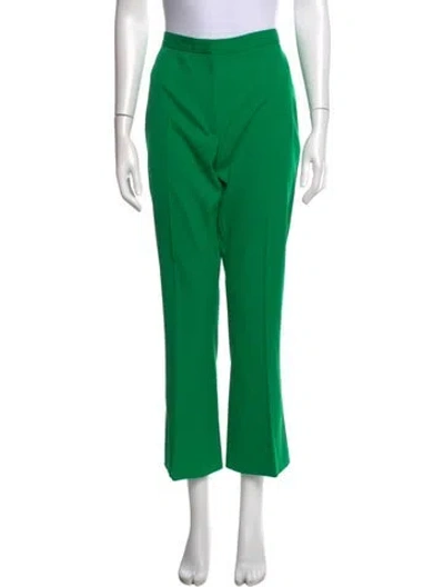 Pre-owned Oscar De La Renta Virgin Wool Straight Leg Pants In Green