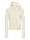 Oscar De La Renta Virgin Wool Pullover With Scarf In White