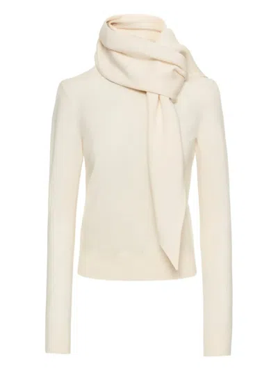 Oscar De La Renta Virgin Wool Sweater In White