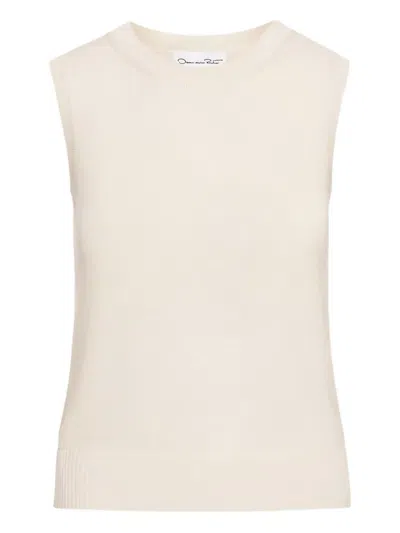 Oscar De La Renta Virgin Wool Top In Neutral