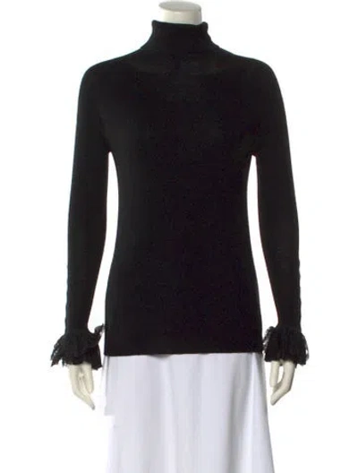Pre-owned Oscar De La Renta Virgin Wool Turtleneck Sweater In Black