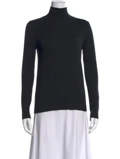 Pre-owned Oscar De La Renta Virgin Wool Turtleneck Sweater In Black
