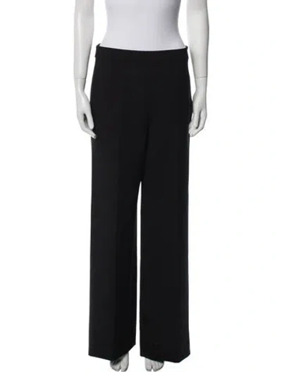 Pre-owned Oscar De La Renta Virgin Wool Wide Leg Pants In Blue