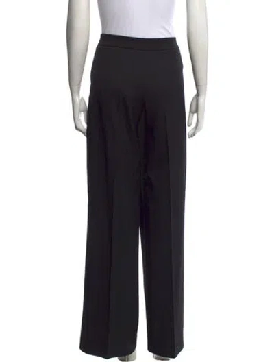 Pre-owned Oscar De La Renta Virgin Wool Wide Leg Pants In Blue
