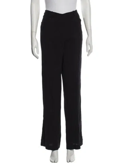 Pre-owned Oscar De La Renta Virgin Wool Wide Leg Pants In Gray