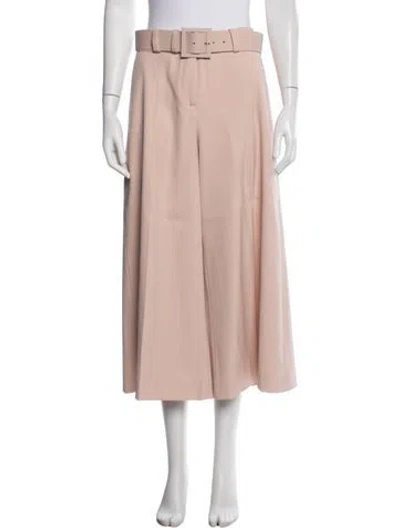 Pre-owned Oscar De La Renta Virgin Wool Wide Leg Pants In Pink