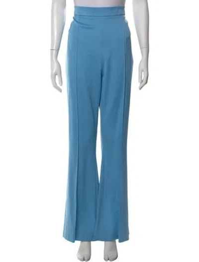 Pre-owned Oscar De La Renta Virgin Wool Wide Leg Pants W/ Tags In Blue