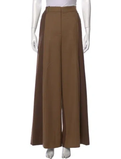 Pre-owned Oscar De La Renta Virgin Wool Wide Leg Pants W/ Tags In Neutral
