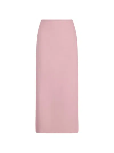 Oscar De La Renta Virgin-wool Pencil Midi Skirt In Pink