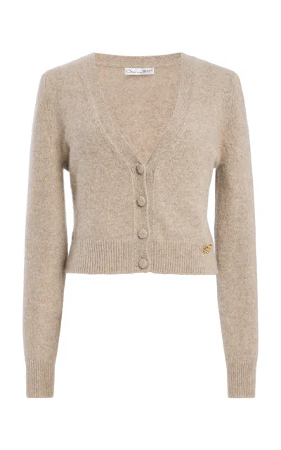 Oscar De La Renta V-neck Cashmere Cardigan In Neutral