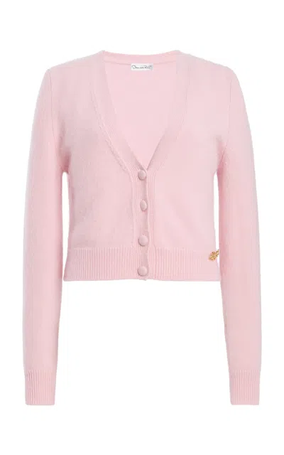 Oscar De La Renta V-neck Cashmere Cardigan In Pink