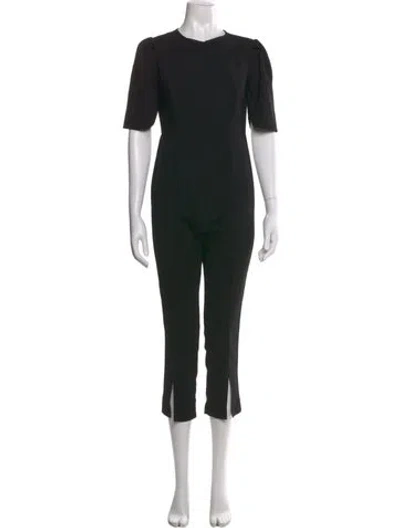 Pre-owned Oscar De La Renta V-neck Jumpsuit In Black