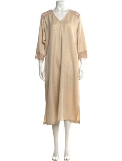 Pre-owned Oscar De La Renta V-neck Long Dress