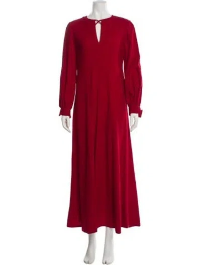Pre-owned Oscar De La Renta V-neck Long Dress In Orange