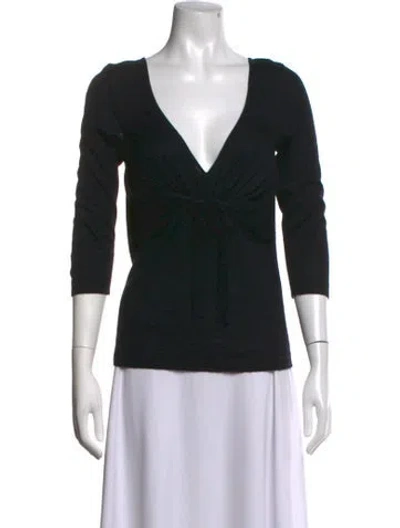 Pre-owned Oscar De La Renta V-neck Sweater In Black