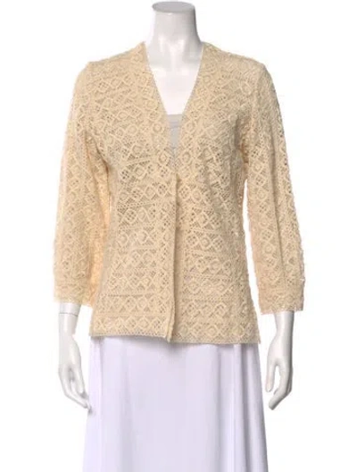 Pre-owned Oscar De La Renta V-neck Sweater In Neutral
