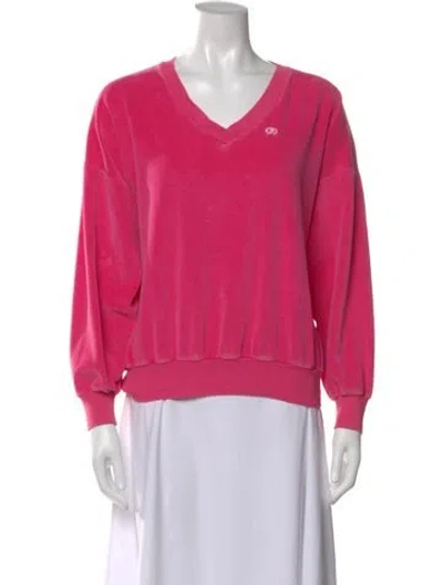 Pre-owned Oscar De La Renta V-neck Sweater In Pink