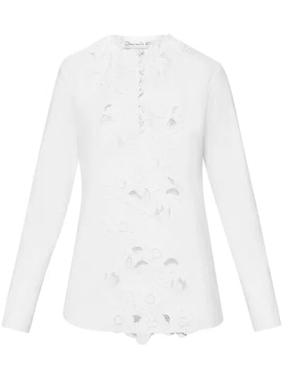 Oscar De La Renta Water Lily Blouse In White
