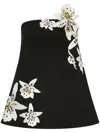 Oscar De La Renta Watercolor Orchid Blouse In Black