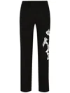 Oscar De La Renta Watercolor Bugle Bead Orchid Embroidered Pant In Black