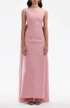 Oscar De La Renta Draped Back Faille Gown In Salmon