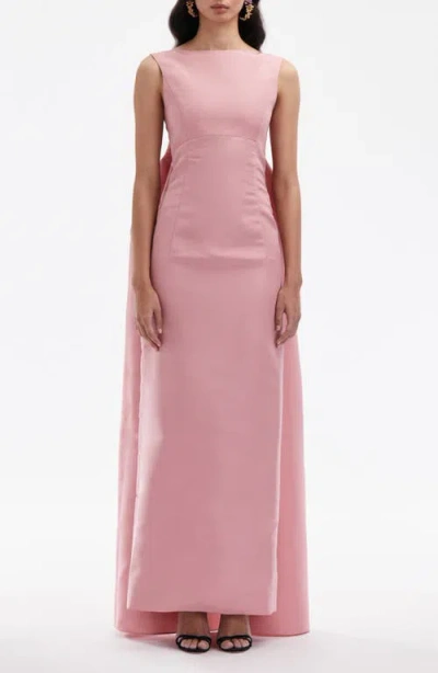 OSCAR DE LA RENTA OSCAR DE LA RENTA WATTEAU SILK SATIN GOWN