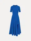 Oscar De La Renta Wave Detail Midi Dress In Blue