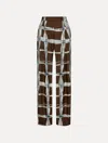 Oscar De La Renta Wavy Plaid Silk Twill Pant In Brown