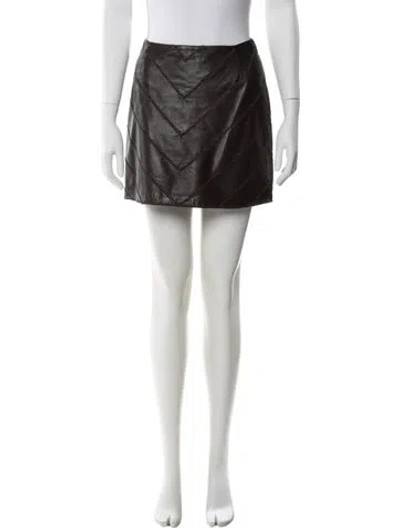 Pre-owned Oscar De La Renta Whipstitch Trim Mini Skirt In Brown