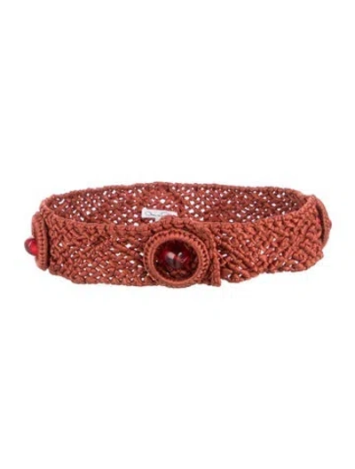 Pre-owned Oscar De La Renta Wide Belt In Orange