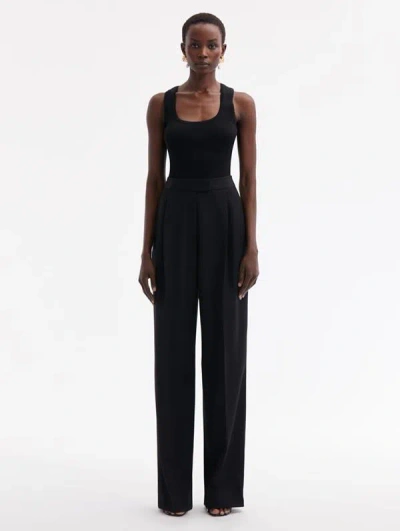 Oscar De La Renta Wide Leg Grain Du Poudre Pant In Black