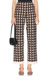 Oscar De La Renta Printed Stretch-wool Straight-leg Pants In Khaki & Ivory