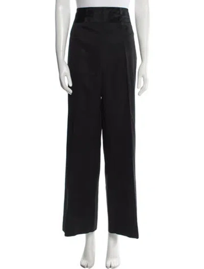 Pre-owned Oscar De La Renta Wide Leg Pants In Black