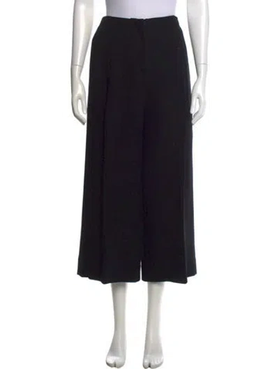 Pre-owned Oscar De La Renta Wide Leg Pants In Black