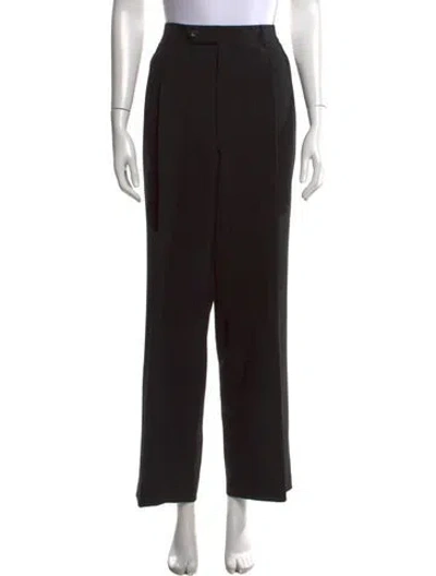 Pre-owned Oscar De La Renta Wide Leg Pants In Black