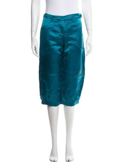 Pre-owned Oscar De La Renta Wide Leg Pants In Blue