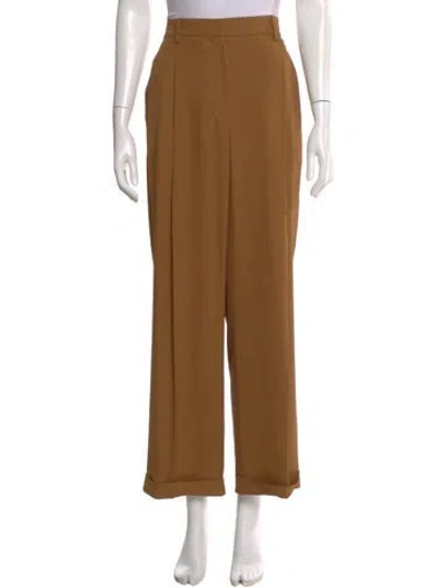Pre-owned Oscar De La Renta Wide Leg Pants In Brown
