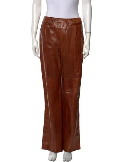 Pre-owned Oscar De La Renta Wide Leg Pants In Brown