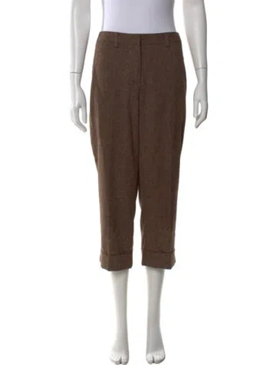 Pre-owned Oscar De La Renta Wide Leg Pants In Brown