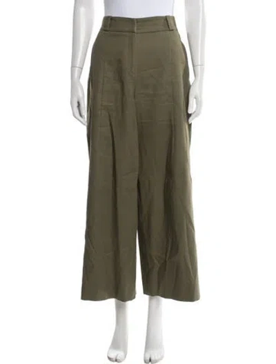 Pre-owned Oscar De La Renta Wide Leg Pants In Green