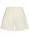 Oscar De La Renta Wool Wide Leg Shorts In White