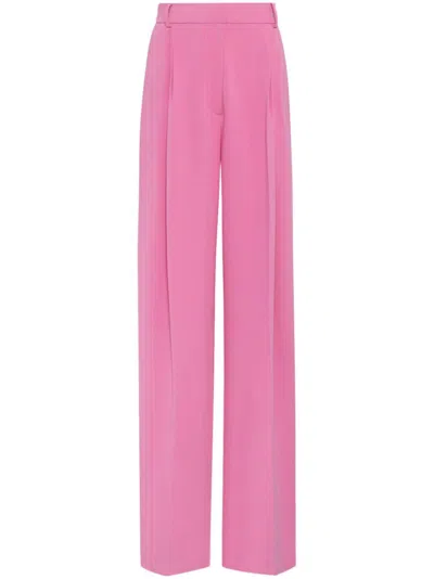 Oscar De La Renta Wide-leg Silk Georgette Trousers In Pink