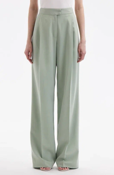 OSCAR DE LA RENTA WIDE LEG STRETCH SILK GEORGETTE PANTS