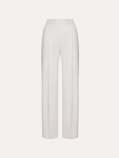 Oscar De La Renta Wide Leg Wool Gabardine Pant