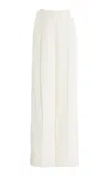 Oscar De La Renta Wide Leg Zip Front Fringe Fil Coupe Pant In Ivory
