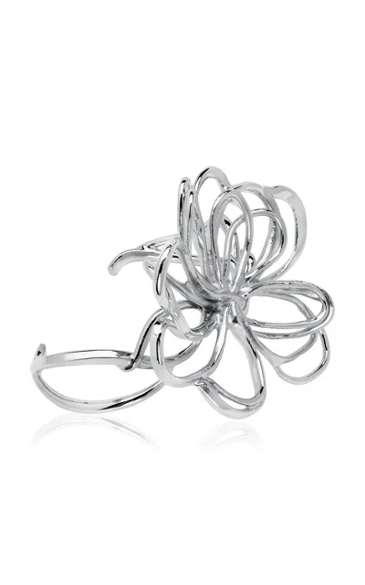 Oscar De La Renta Wire Flower Cuff In Metallic