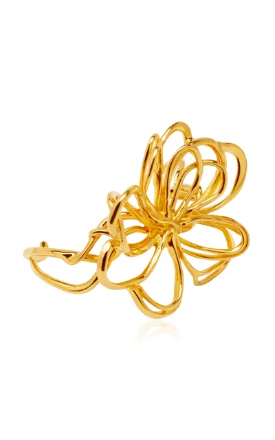 Oscar De La Renta Wire Flower Cuff In Gold